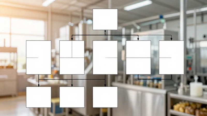Esquema organizacional en fábrica con luz cálida