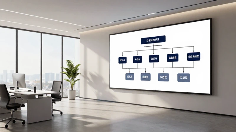 Oficina moderna con diagrama organizacional iluminada