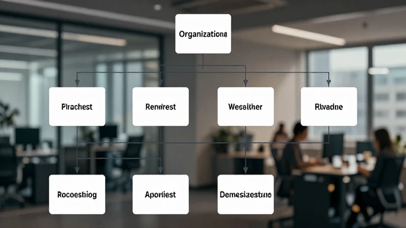 Diagrama organizacional iluminado suavemente, fondo borroso