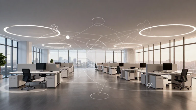 Espacio moderno iluminado con red conectada