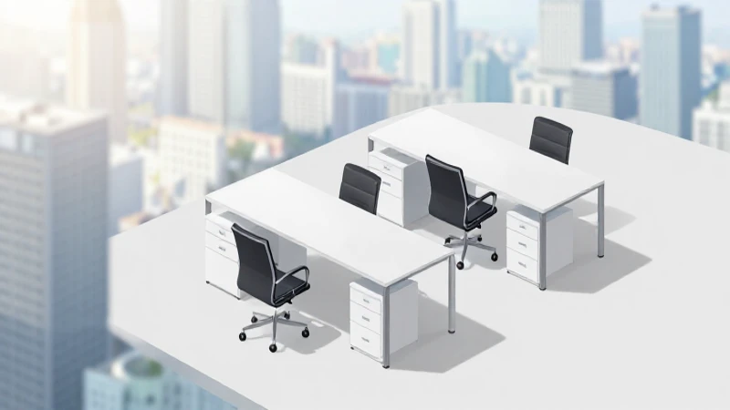 Oficina moderna con vista urbana difuminada
