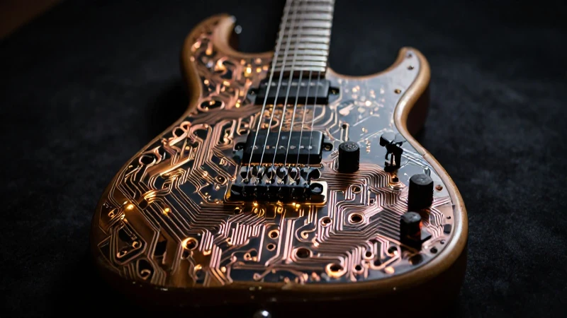 Guitarras eléctricas artesanales con detalles brillantes