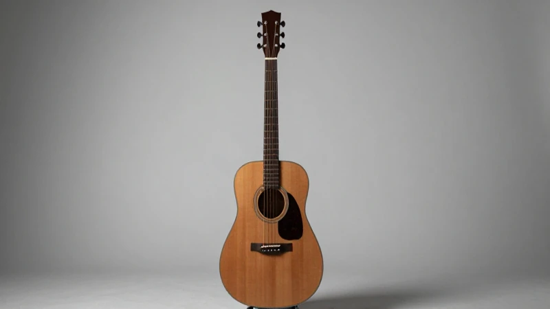 Guitarra acústica sobre fondo minimalista suave
