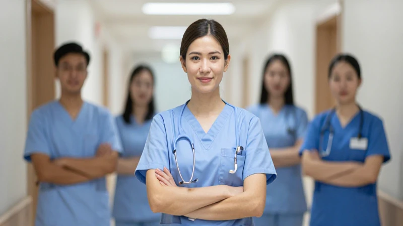 Personal médico en pasillo, fotografía profesional