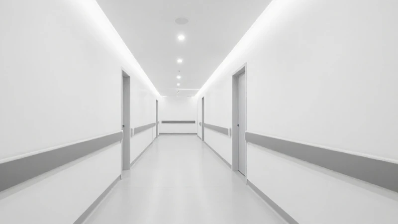 Pasillo aséptico, blanco e iluminado