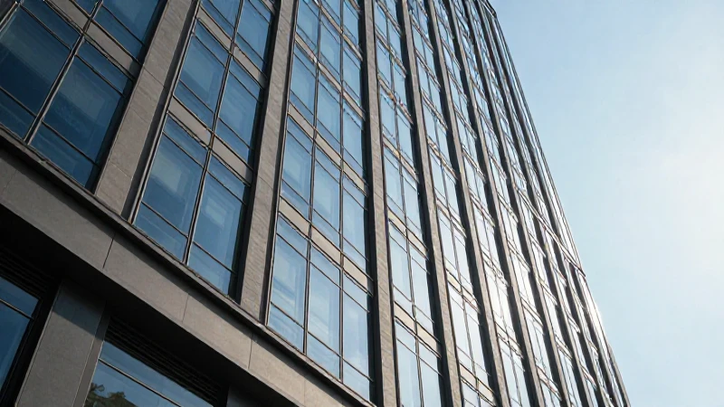 Edificio moderno al sol, perspectiva dramática