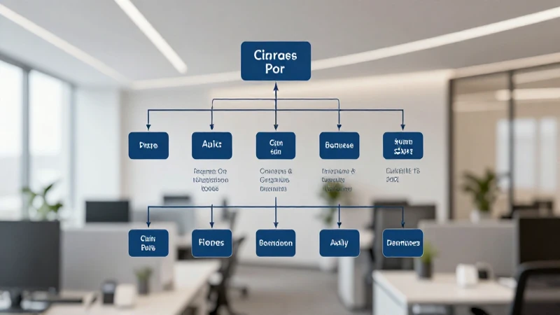 Organigrama corporativo moderno con enfoque selectivo