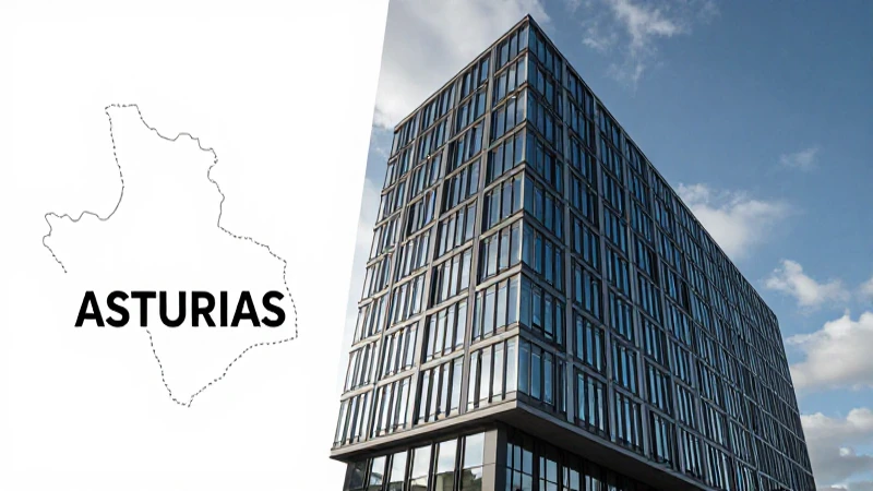 Oficina moderna sobre Asturias iluminada dramáticamente