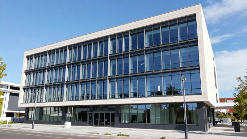Oficinas modernas con amplios reflejos celestes