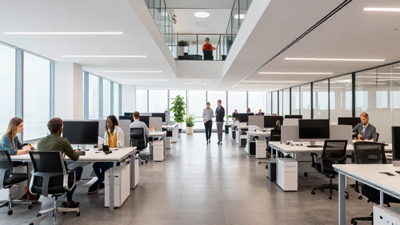 Oficina moderna con profesionales trabajando juntos