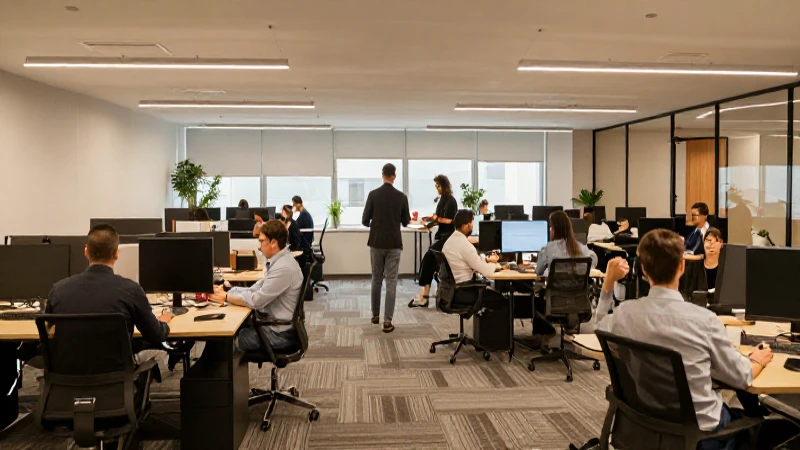 Oficina luminosa con profesionales colaborando