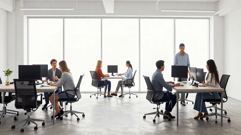 Espacio moderno, equipo diverso y luz brillante