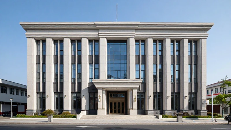 Fachada soleada, arquitectura bancaria moderna