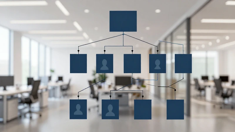 Ejemplo de organigrama vertical y su funcionamiento eficaz 6 Oficina moderna con gráfico difuminado