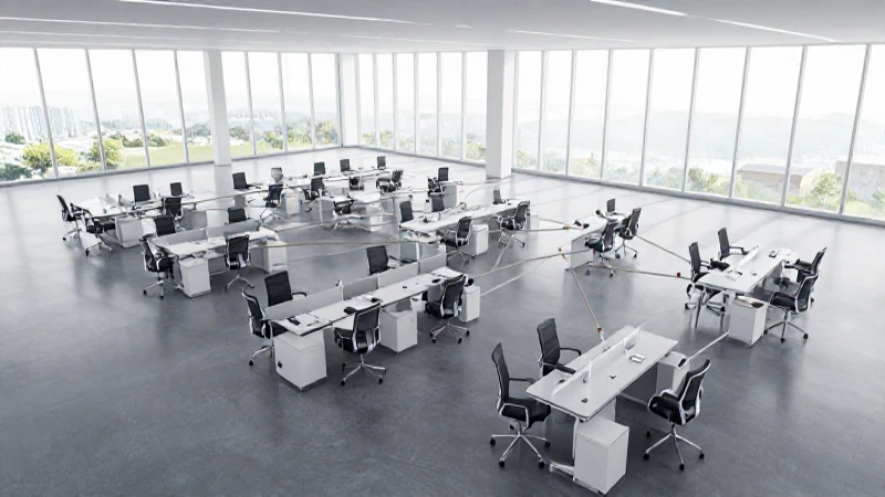 Plano de oficina moderno con luz natural suave
