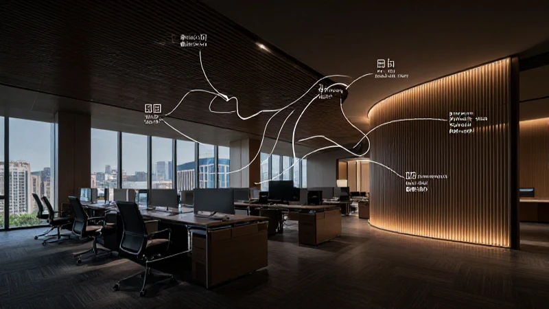 Oficina moderna, elegante y arquitectónica