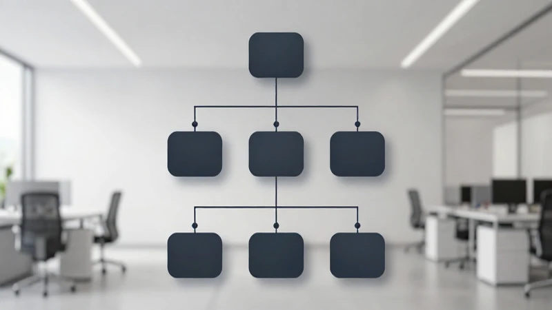 Organigrama moderno, oficina elegante con luz suave