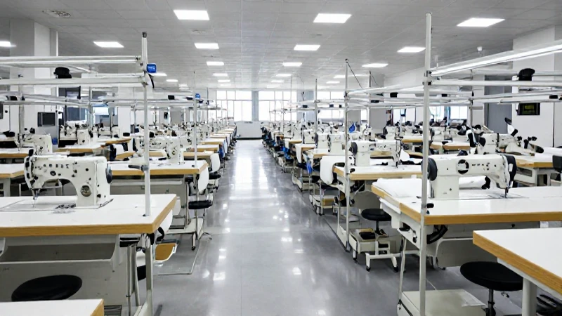 Fábrica textil con máquinas de coser