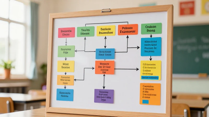 Aula escolar colorida con gráfico educativo