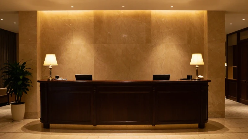Recepción elegante con iluminación cálida