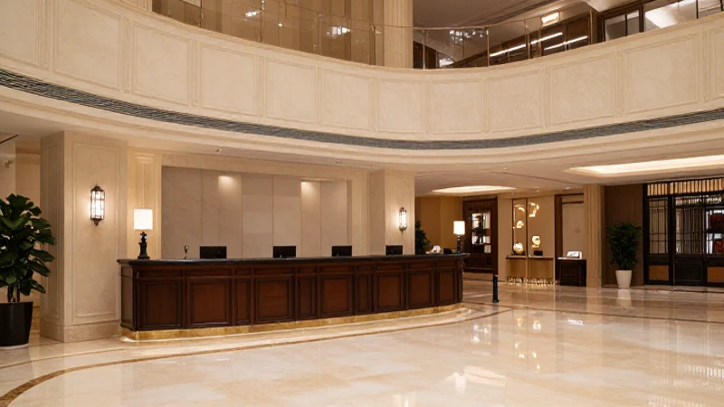 Lobby elegante con luz suave y fotografía arquitectónica
