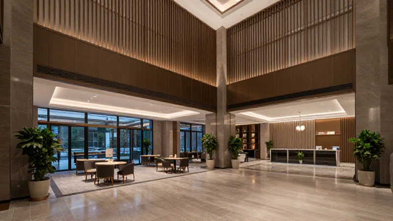 Diseño moderno y cálido en recepción hotelera