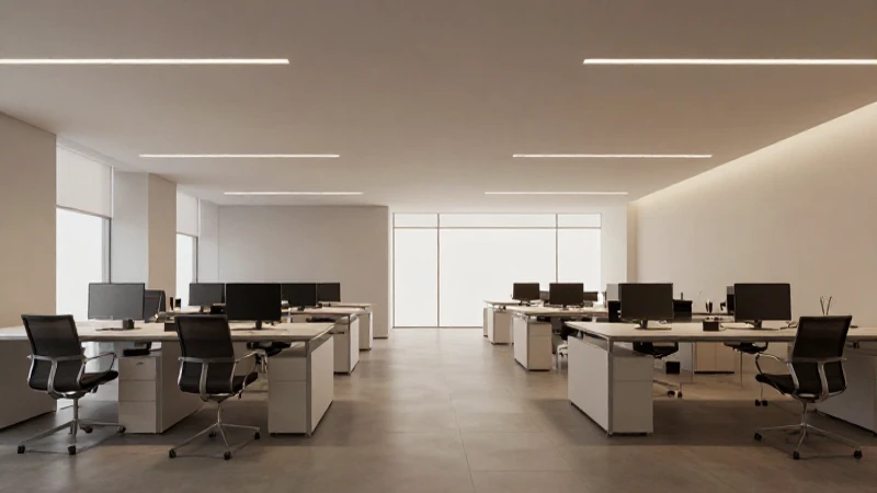 Oficina moderna, minimalista y bien iluminada