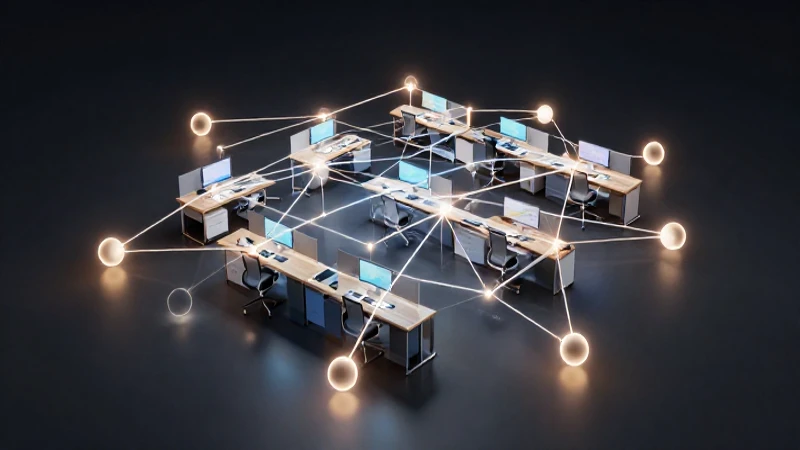 Entorno oficina moderno con vista isométrica conectada