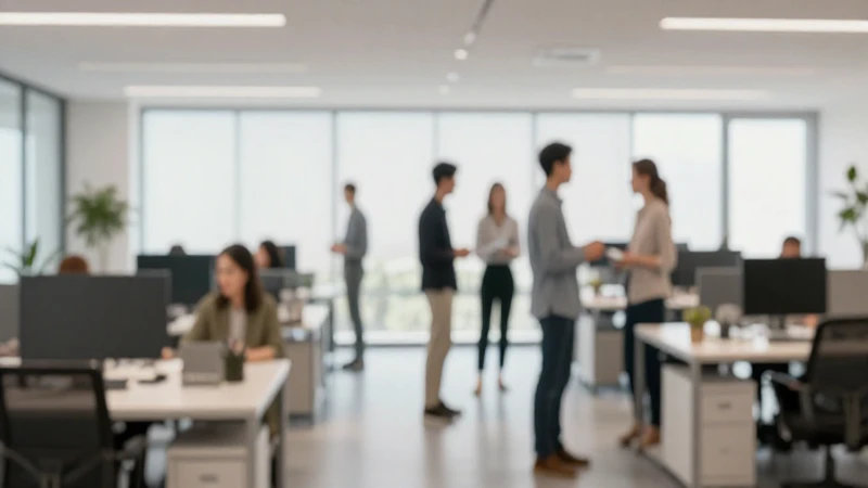 Oficina moderna, colaboración difusa y luz natural