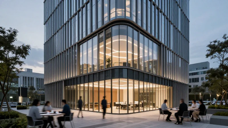Edificio moderno con iluminación arquitectónica amplia