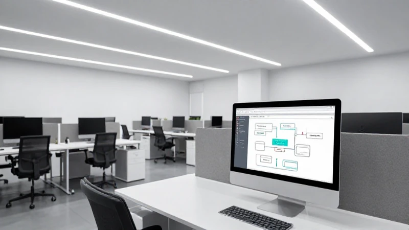 Oficina moderna con diagrama claro e iluminación brillante