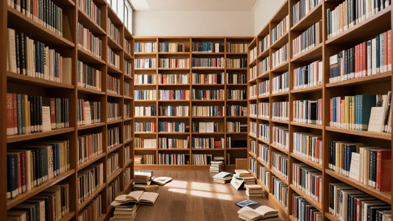 Estanterías abiertas con libros a la luz cálida