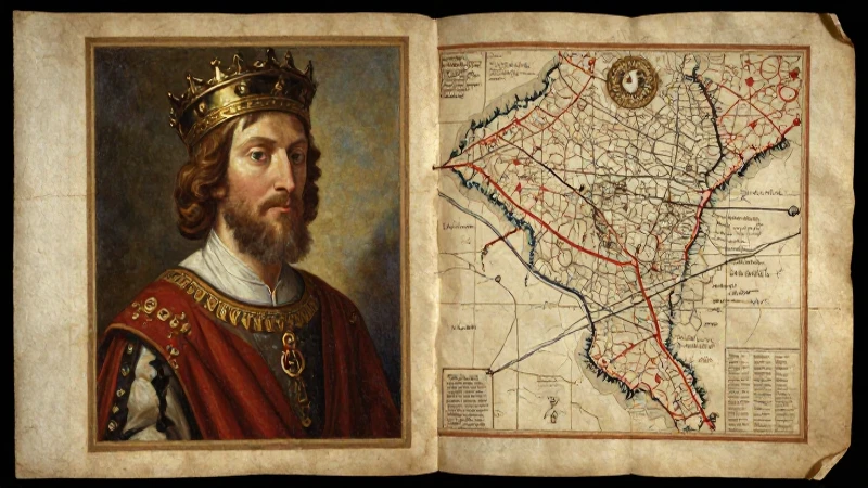 Arte medieval: emperador, mapa y luz cálida