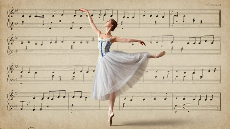 Bailarina romántica con partitura antigua