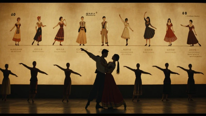 Bailarines históricos iluminados cálidamente cinematográficamente
