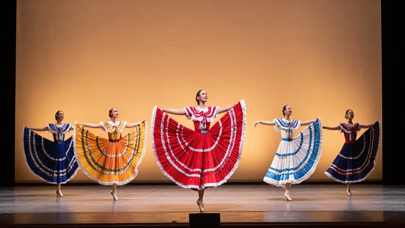 Bailarines folclóricos mexicanos bajo luz dorada