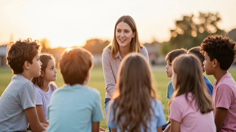 Niños diversos bajo atardecer cálido y suave