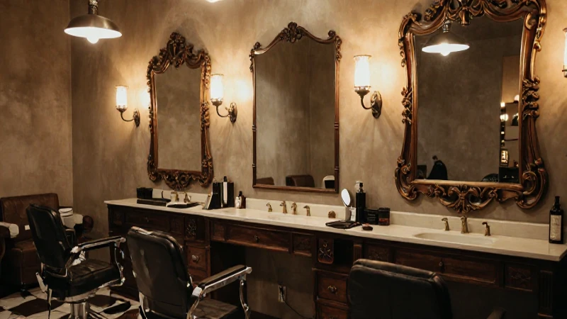 Cuál es la interesante historia y el origen de la peluquería 7 Interior vintage de barbero con espejos ornamentales