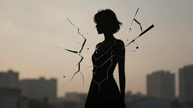 Origen de la Victimología: Línea de Tiempo y su Evolución 6 Silueta femenina, tiempo roto, luz suave