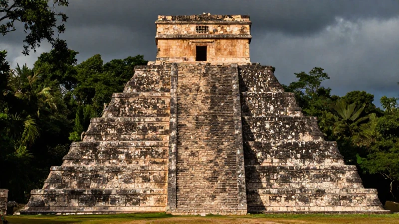 Pirámide totonaca antigua, selva exuberante y cálida
