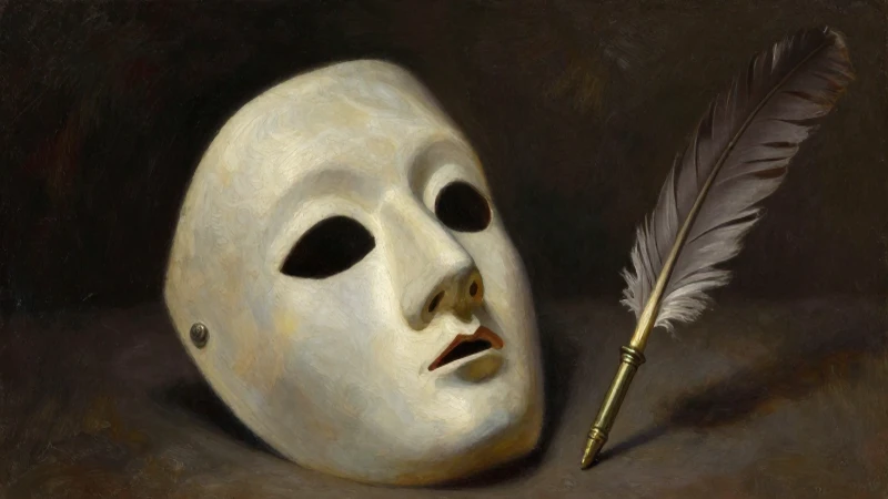 Pintura al óleo dramática con máscara antigua