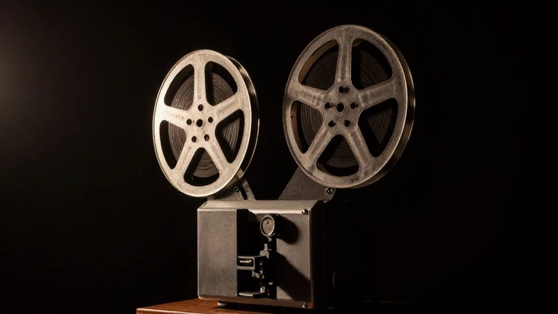 Película proyectada bajo iluminación dramática