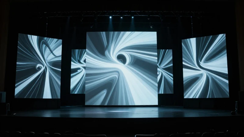Diseño abstracto, proyecciones y luces frías cinematográficas