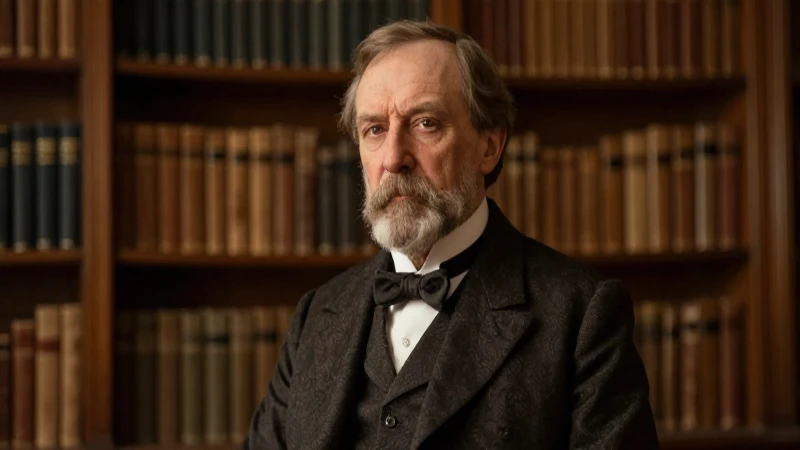 Retrato de Wundt en biblioteca, luz cálida