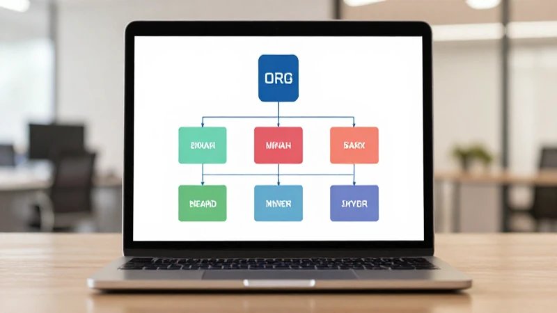 Dónde puedo crear organigramas interactivos 4 Portátil estilizado muestra gráfico organizacional borroso