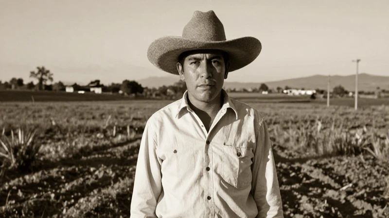 Joven Villa en campo mexicano sepia