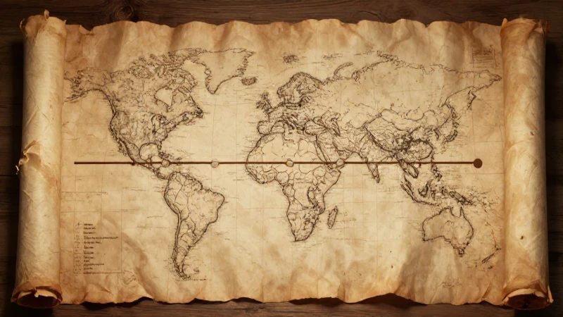 Antiguo mapa ilustra una cronología histórica