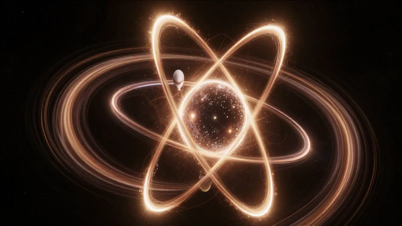 Átomo energético flotando en el espacio