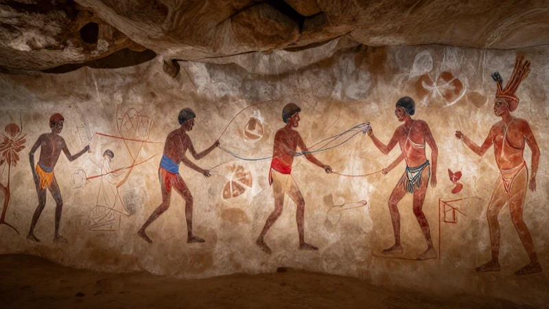 Pinturas rupestres prehispánicas con luz dramática