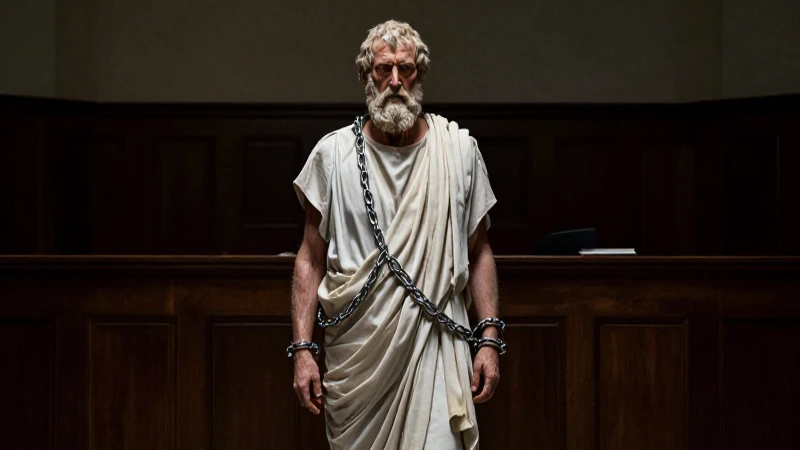 Sócrates encadenado, juicio dramático y oscuro